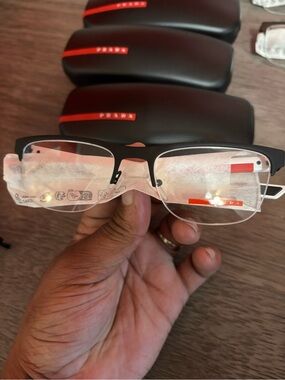 Prada Semi-Rimless Eyeglasses in Black and Silver